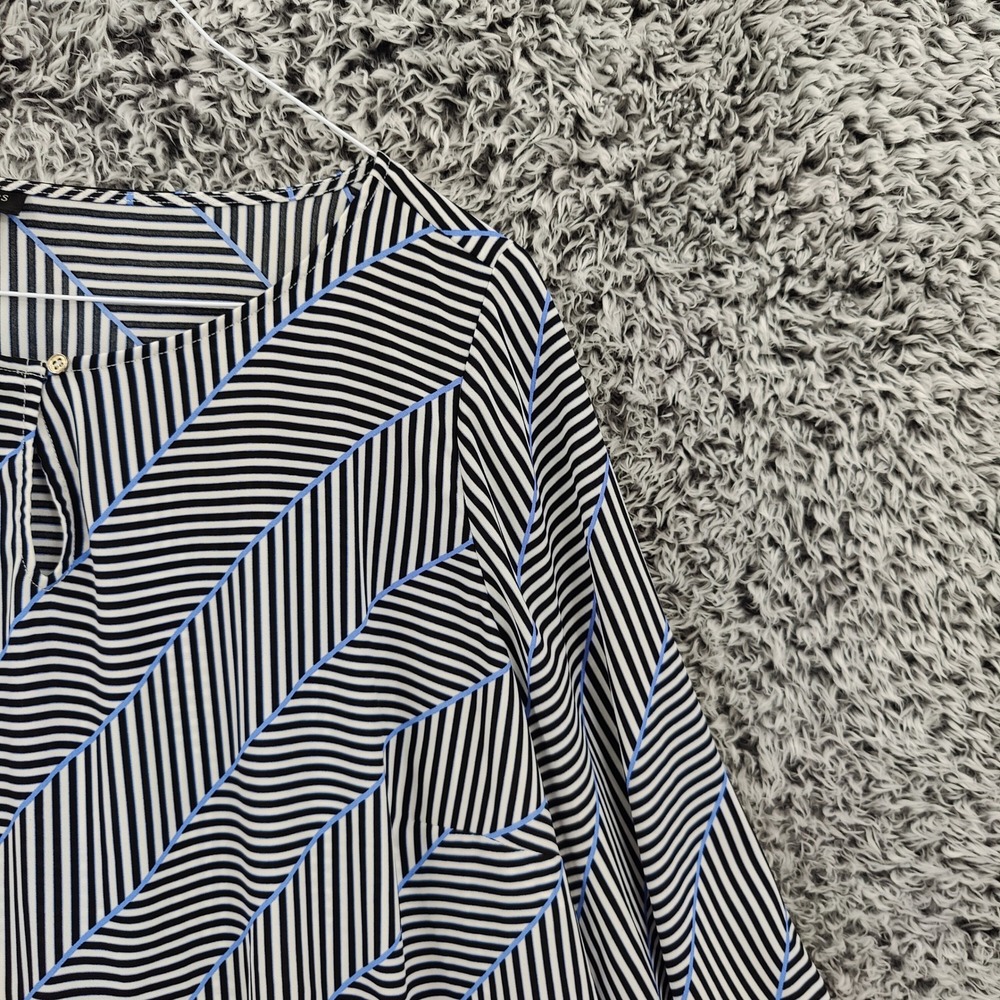 Talbots Women Preppy Nautical Stripe Blouse Size X US XL Black White Blue Career - Picture 9 of 16